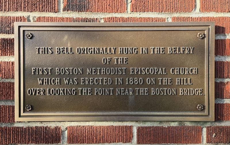 First Boston Methodist Episcopal Church Bell Marker image. Click for full size.