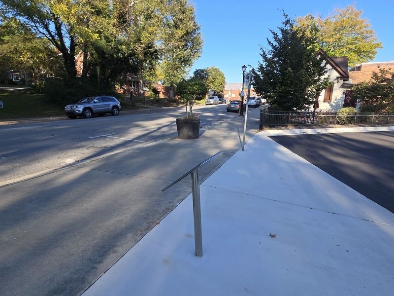 Elkin & Alleghany Railroad Depot Marker looking east on West Main St. Click for full size. Elkin & Alleghany Railroad Depot Marker looking east on West Main St image. Click for full size.