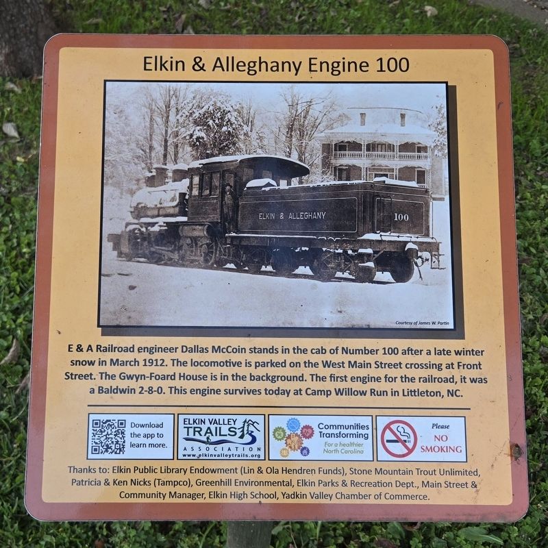 Elkin & Alleghany Engine 100 Marker image. Click for full size.
