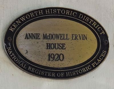 Annie McDowell Ervin House Marker. Click for full size. Annie McDowell Ervin House Marker image. Click for full size.