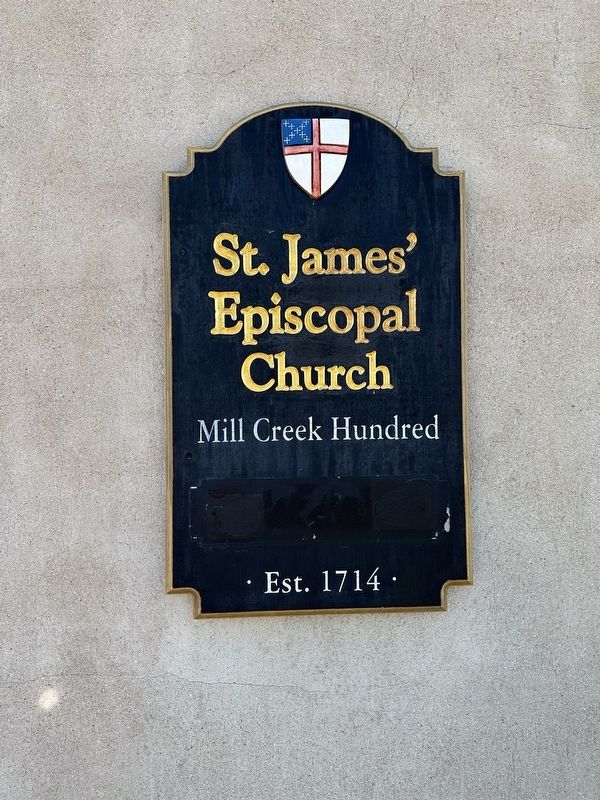 St. James Church Marker - Sign on the church building image. Click for full size.