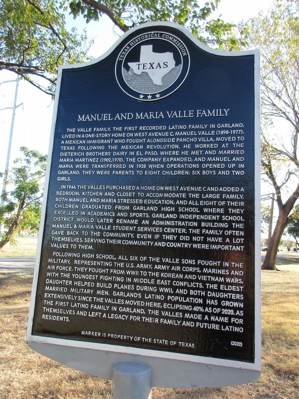 Manuel and Maria Valle Family Marker image. Click for full size.