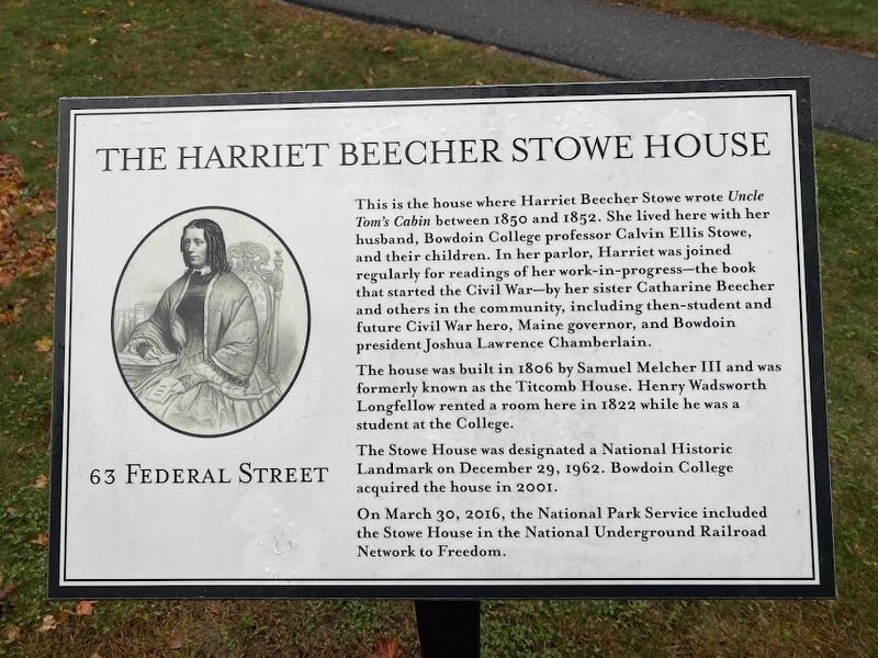 The Harriet Beecher Stowe House Marker image. Click for full size.