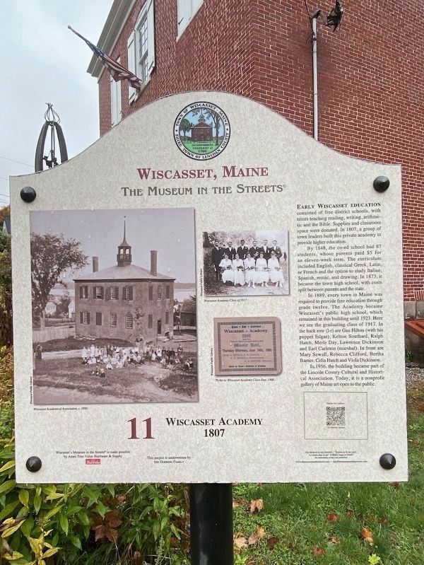 Wiscasset Academy - 1807 Marker. Click for full size. Wiscasset Academy - 1807 Marker image. Click for full size.