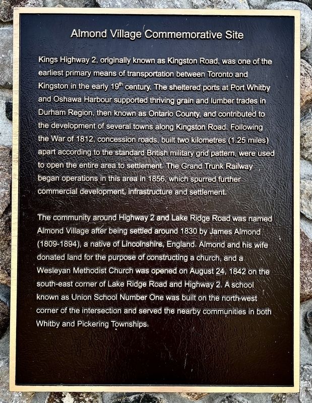 Almond Village Commemorative Site Marker image. Click for full size.
