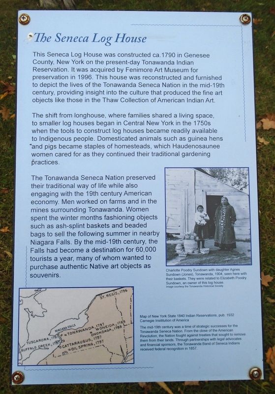 <i>The Seneca Log House</i> Marker image. Click for full size.