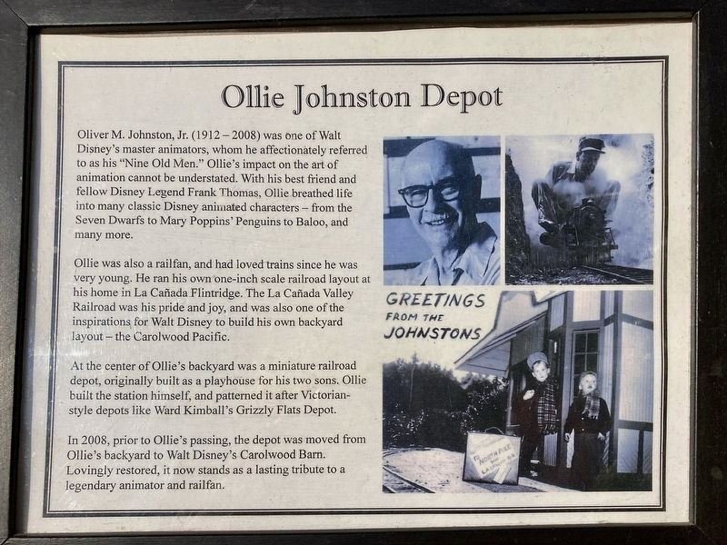 Ollie Johnston Depot Marker image. Click for full size.