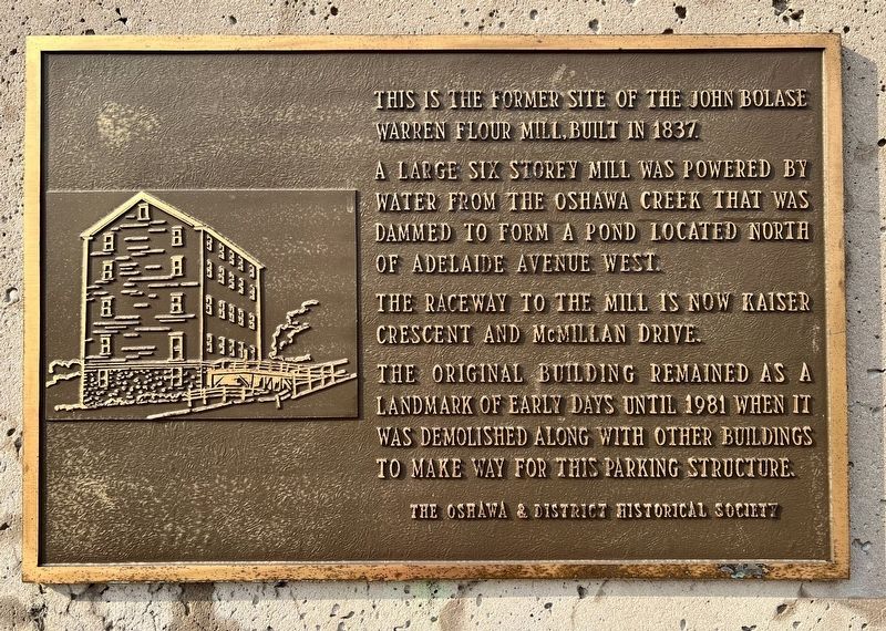 The John Bolase Warren Flour Mill Marker image. Click for full size.