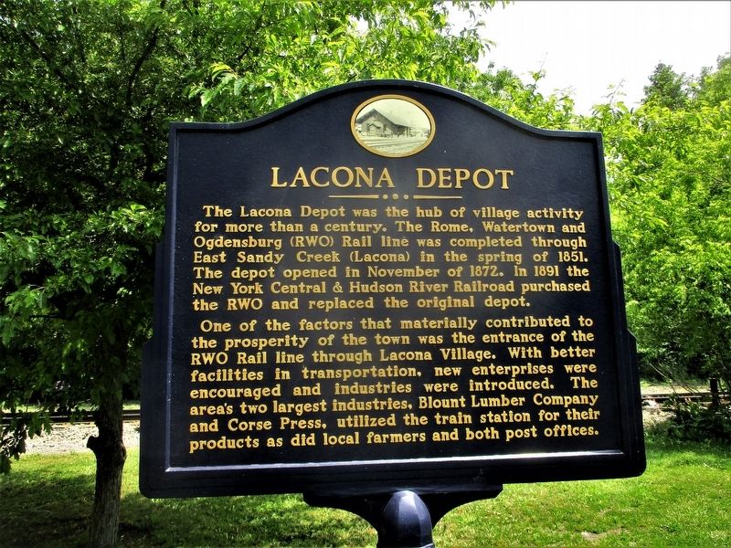 Lacona Depot Marker image. Click for full size.