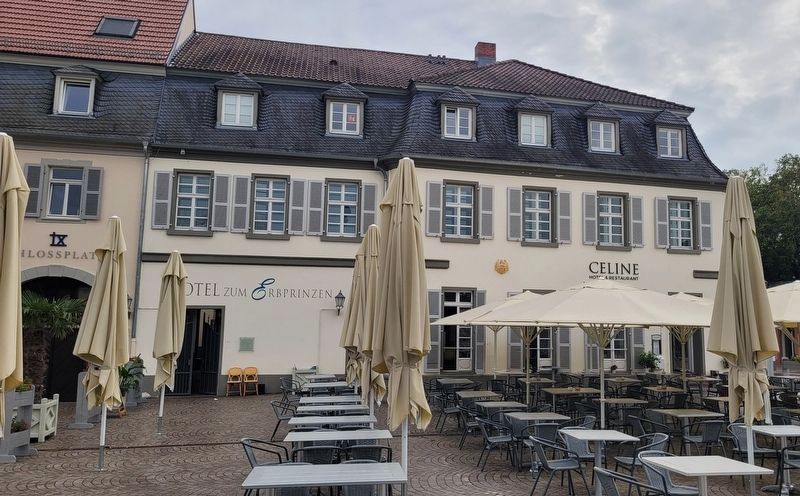 The view of the Old Inn "Zum Ochsen" building and Marker image. Click for full size.
