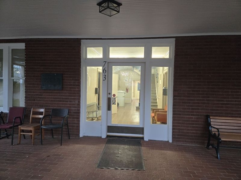 Russell House Marker to the left of the front entrance. Click for full size. Russell House Marker to the left of the front entrance image. Click for full size.