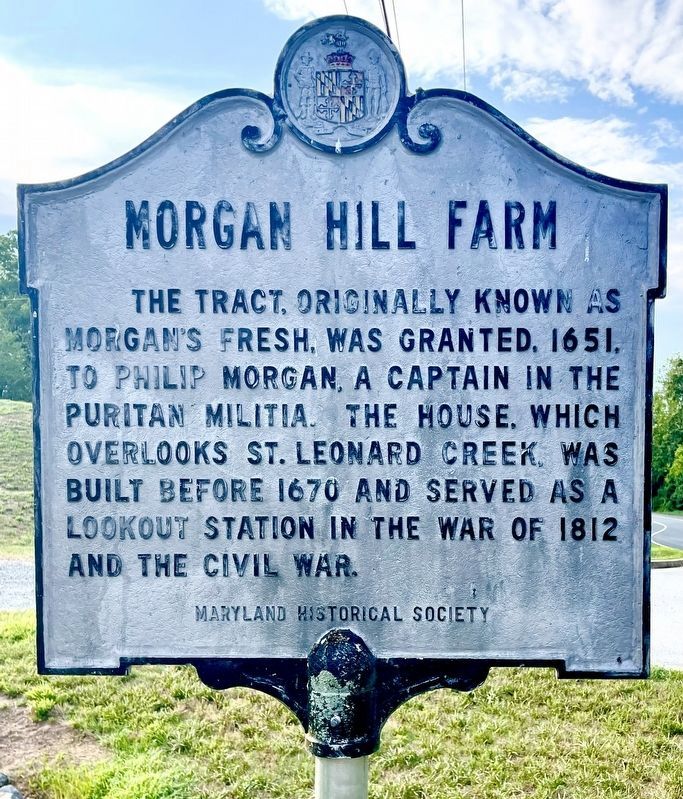 Morgan Hill Farm Marker, which has weathered image. Click for full size.