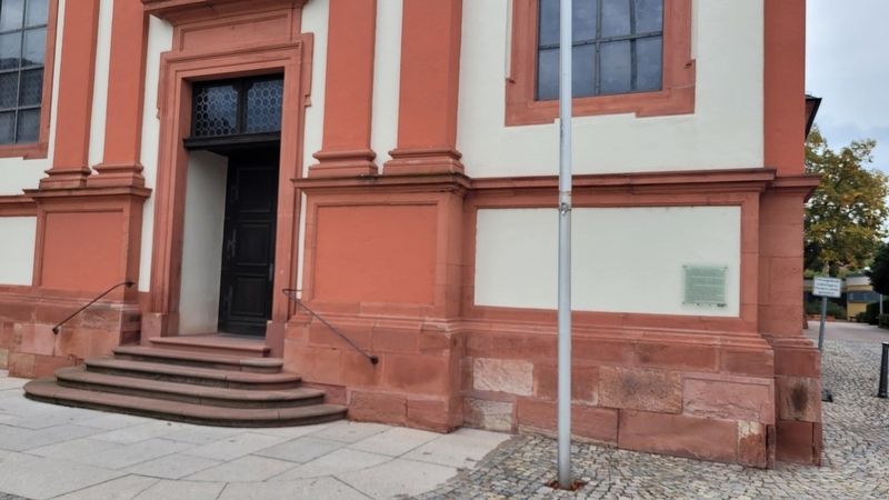 The entrance to the Catholic Church of St. Pankratius and Marker image. Click for full size.