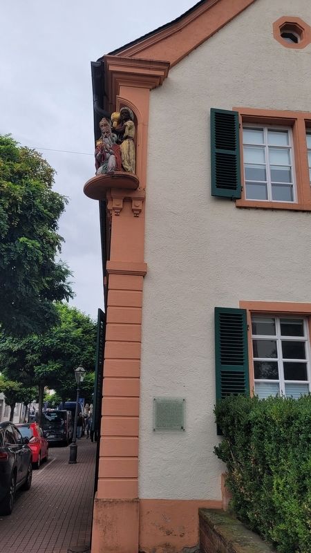 The view of the Old Catholic Schoolhouse Marker on the corner of the building. Click for full size. The view of the Old Catholic Schoolhouse Marker on the corner of the building image. Click for full size.