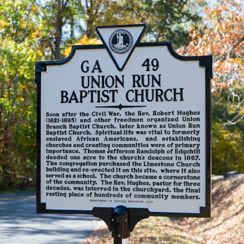 Union Run Baptist Church Marker image. Click for full size.