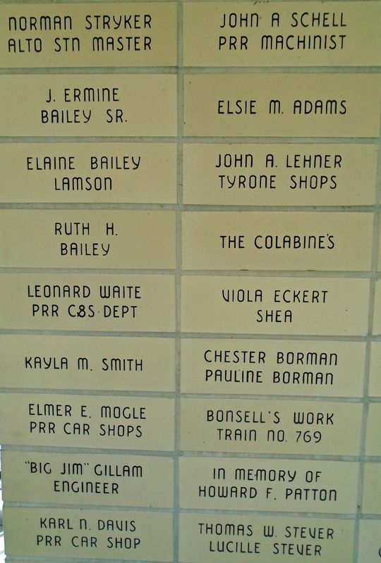 Tyrone's Railroad Families Representative Memorial Bricks image. Click for full size.