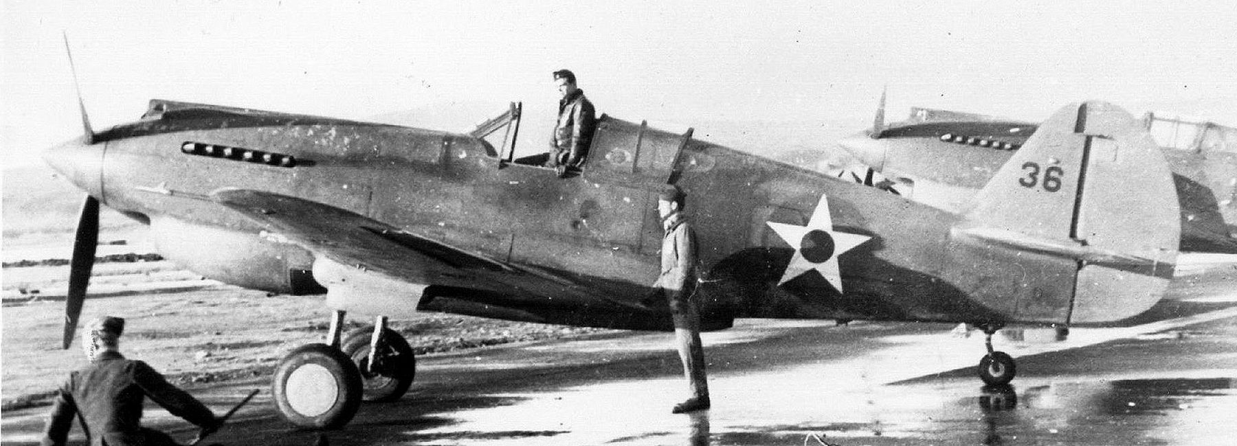 A Curtiss-Wright P-40C Warhawk of 33rd Fighter Squadron, Iceland, 1942. image. Click for full size.