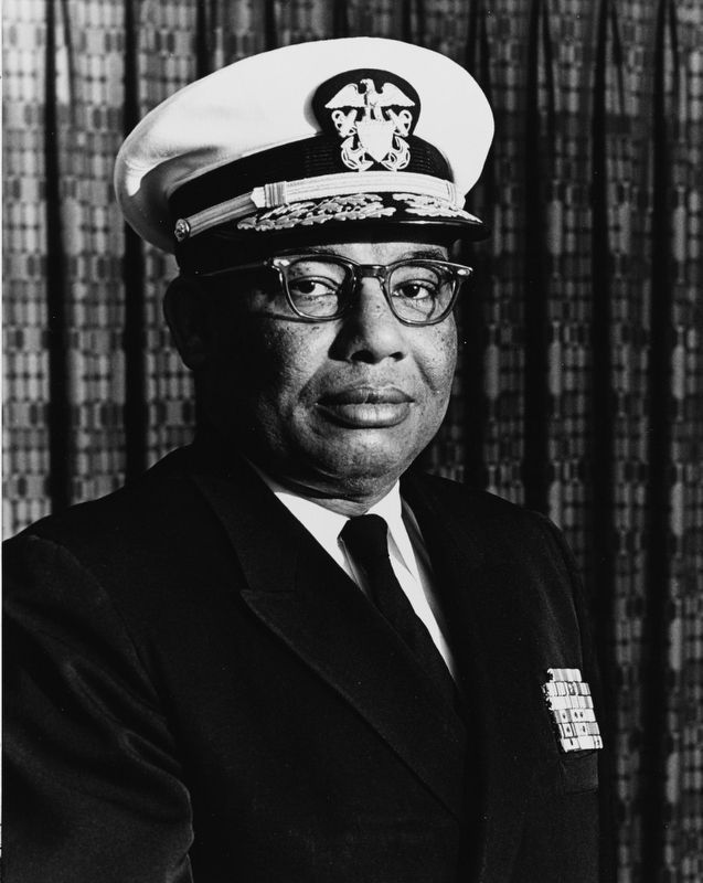 Rear Admiral Samuel L. Gravely Jr. Portrait photograph, taken 29 March 1973 by PHC Billings. image. Click for more information.