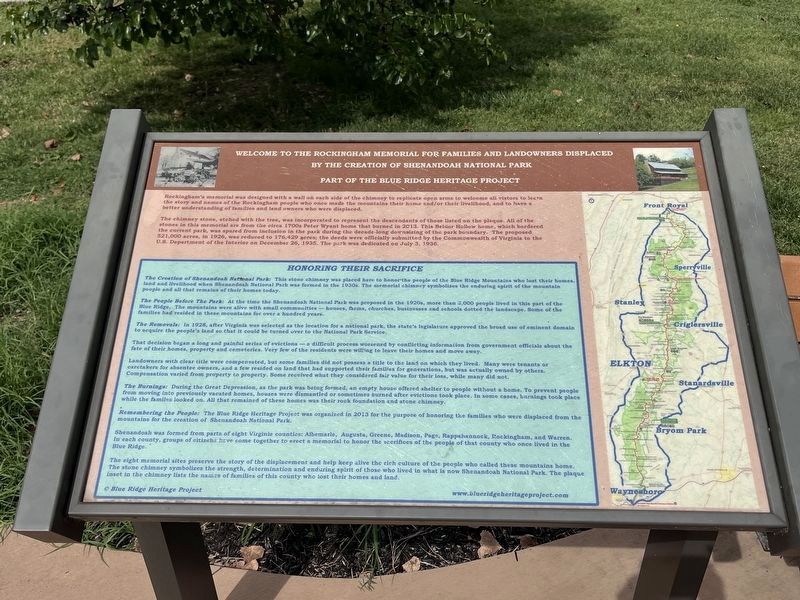 Rockingham Memorial for Families Displaced Marker image. Click for full size.