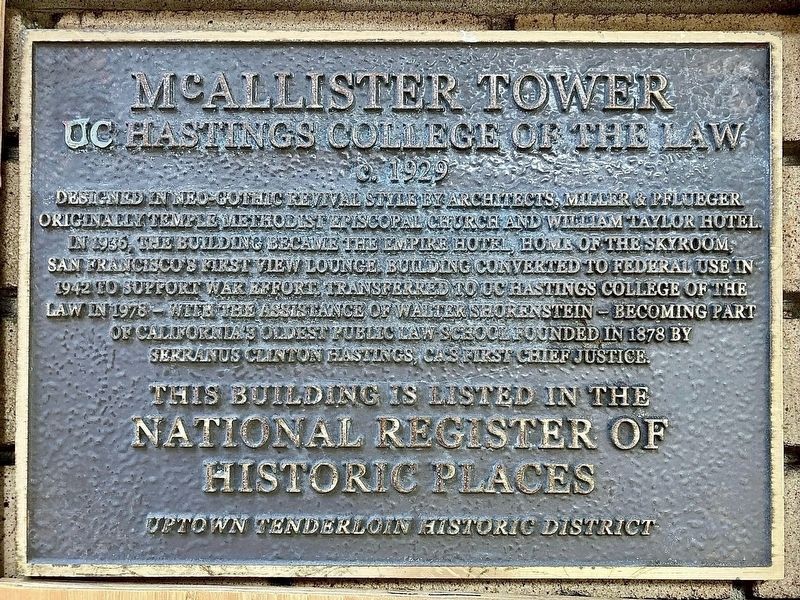 McAllister Tower Marker. Click for full size. McAllister Tower Marker image. Click for full size.