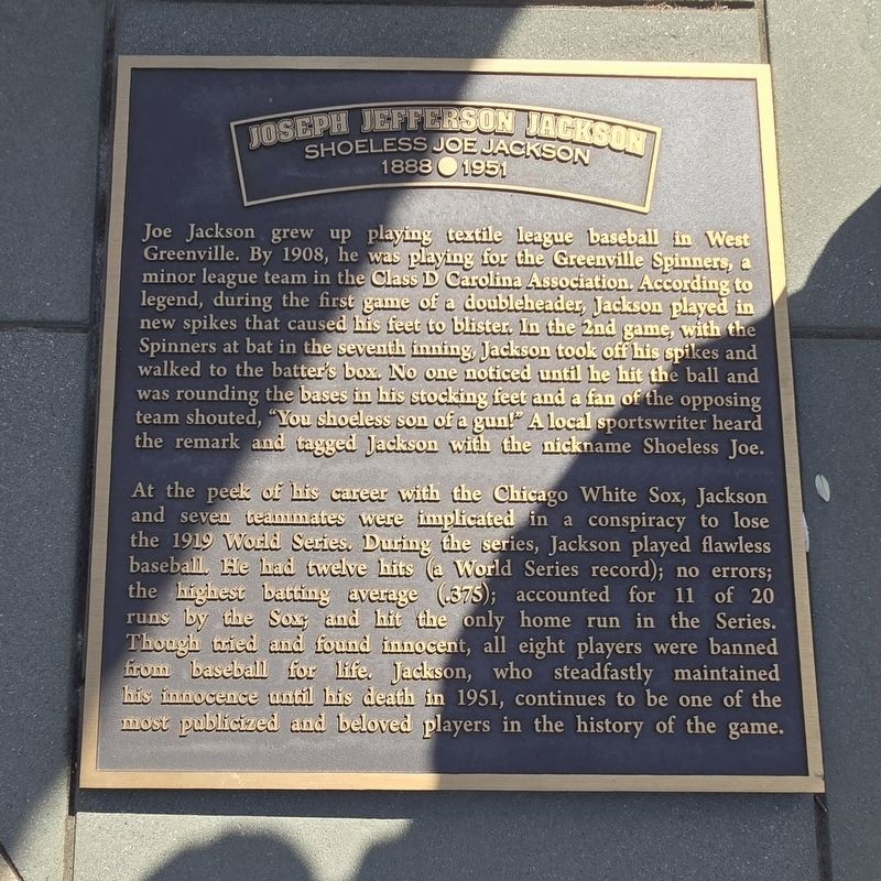 Joseph Jefferson Jackson Marker. Click for full size. Joseph Jefferson Jackson Marker image. Click for full size.