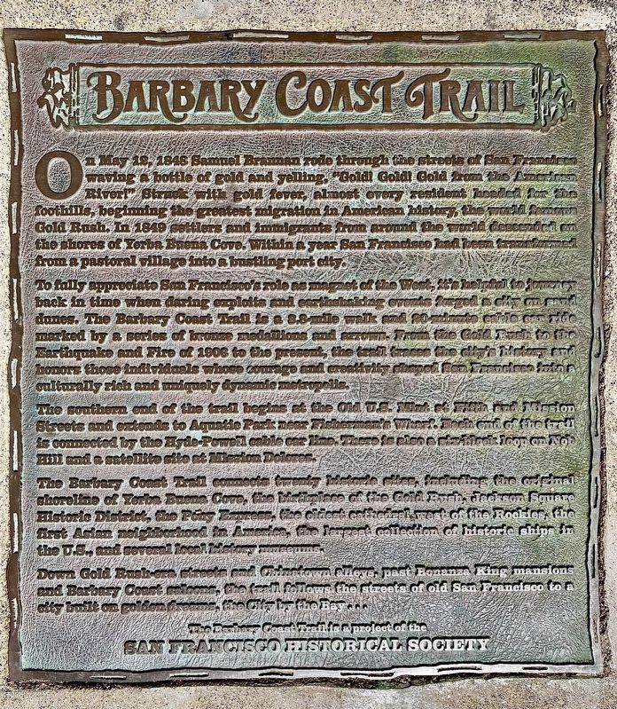 Barbary Coast Trail Marker. Click for full size. Barbary Coast Trail Marker image. Click for full size.