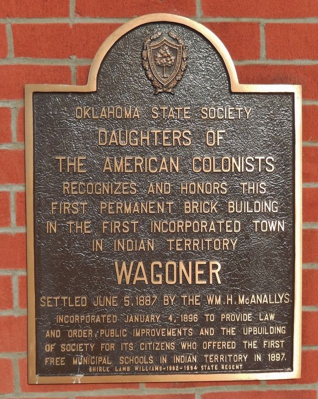 First Permanent Brick Building Marker. Click for full size. First Permanent Brick Building Marker image. Click for full size.