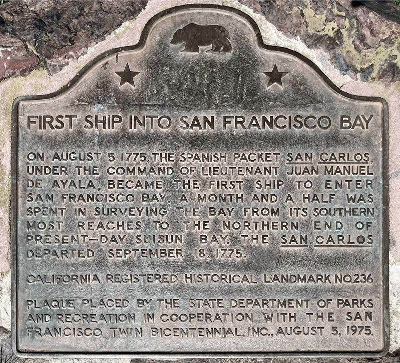 First Ship into San Francisco Bay Marker. Click for full size. First Ship into San Francisco Bay Marker image. Click for full size.
