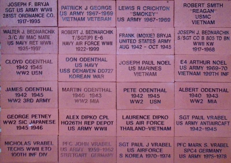 Veterans Memorial Memorial Bricks Detail image. Click for full size.