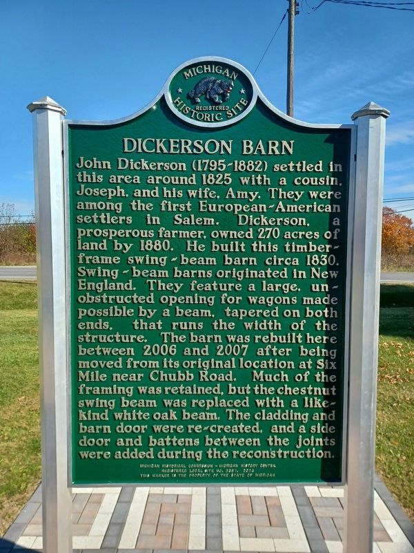 Dickerson Barn side of marker image. Click for full size.