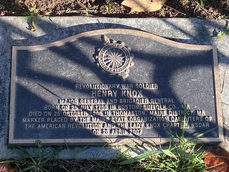 Marker on the Gravesite of Major General Henry Knox. Click for full size. Marker on the Gravesite of Major General Henry Knox image. Click for full size.