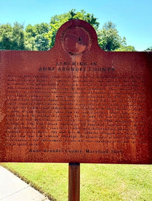 Lynching in Anne Arundel County Marker image. Click for full size.