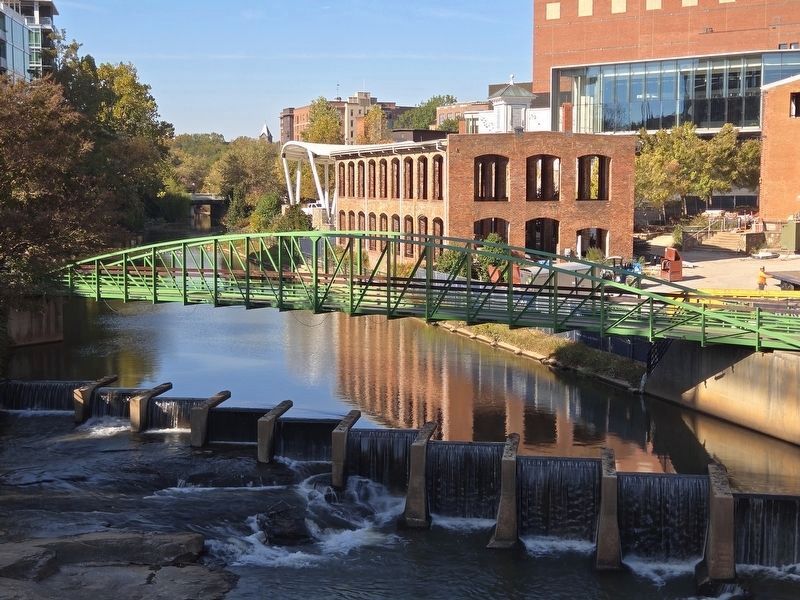 Eugenia Duke Bridge and Reedy River from the South Main Street bridge. Click for full size. Eugenia Duke Bridge and Reedy River from the South Main Street bridge image. Click for full size.