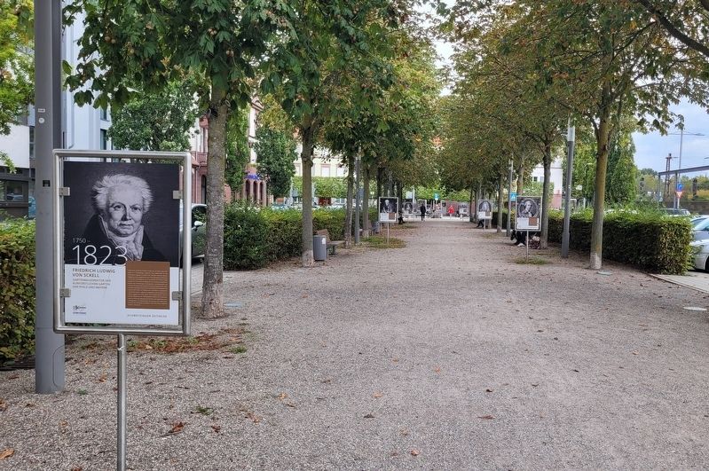 The view of the Friedrich Ludwig von Sckell Marker along the park pathway image. Click for full size.