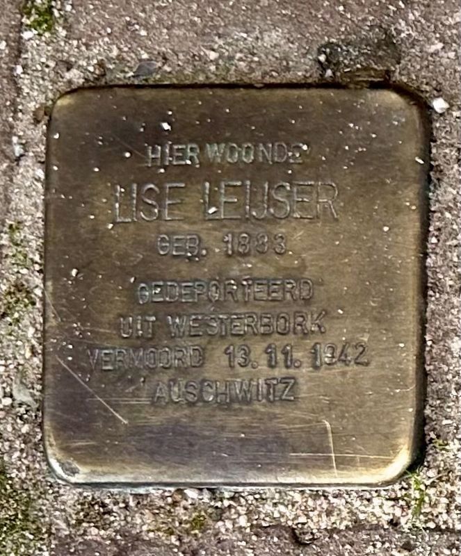 Lise Leijser stolperstein. Click for full size. Lise Leijser stolperstein image. Click for full size.