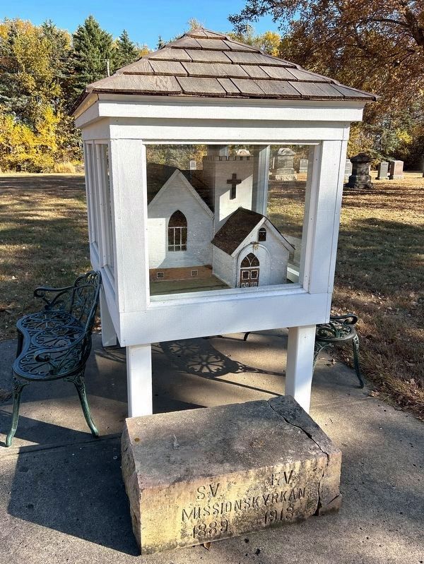 Mission Church Replica Mailbox & Cornerstone image. Click for full size.