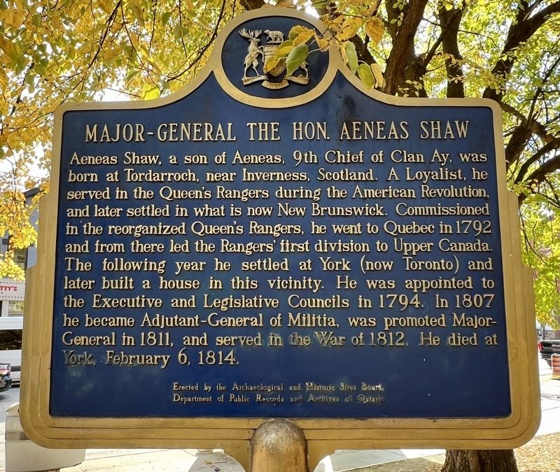 Major-General the Hon. Aeneas Shaw Marker image. Click for full size.