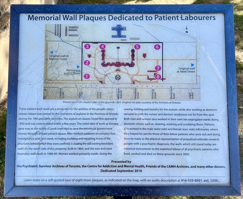 Memorial Wall Plaques Dedicated to Patient Labourers Marker image. Click for full size.