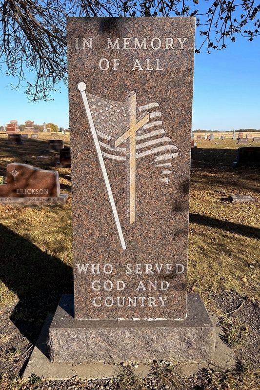 Lac Qui Parle Cemetery Veterans Memorial, Front image. Click for full size.