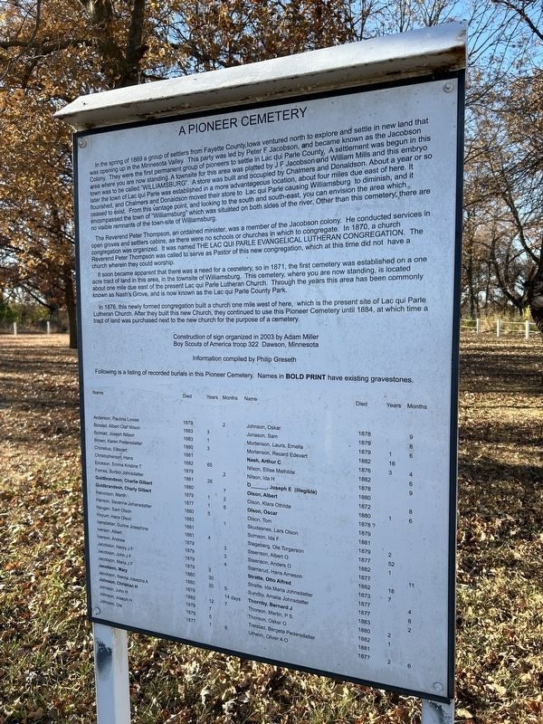 A Pioneer Cemetery Marker image. Click for full size.