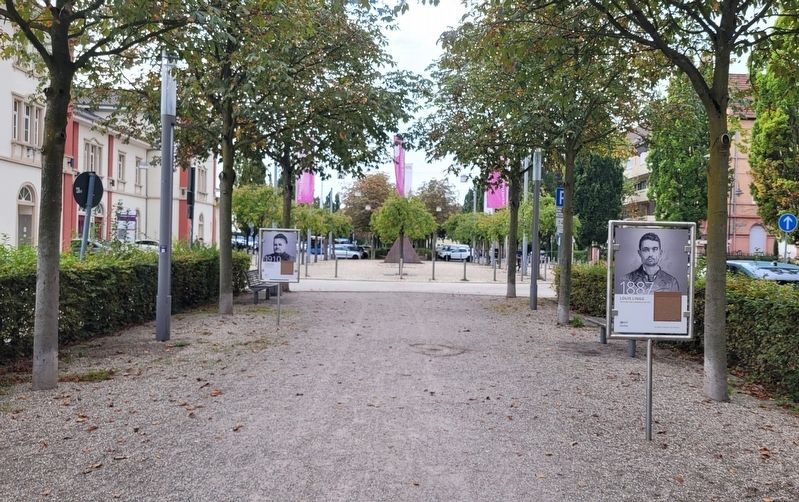 The view of the Louis Lingg Marker in the park image. Click for full size.