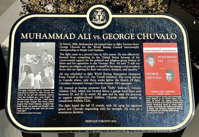 Muhammad Ali vs. George Chuvalo Marker image. Click for full size.