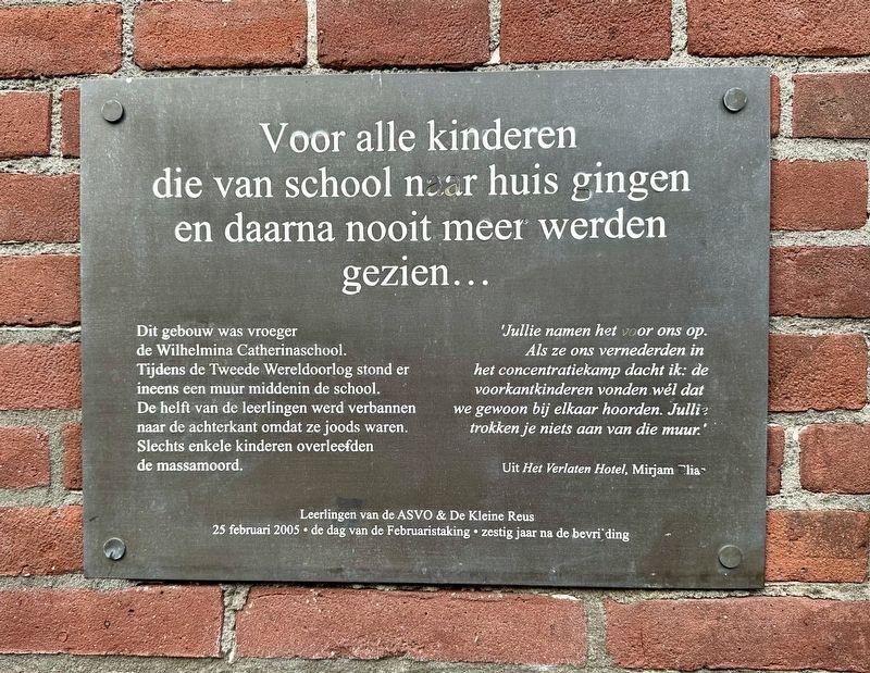 Wilhelmina Catharinaschool Marker image. Click for full size.
