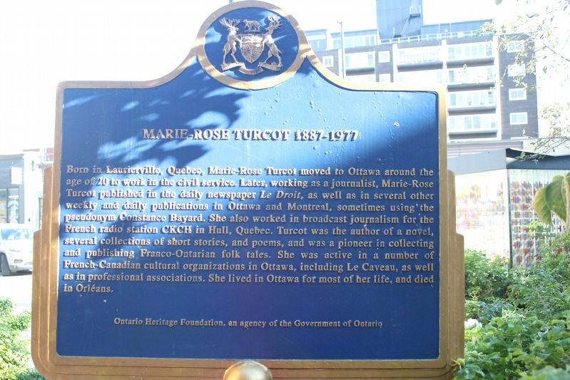 Marie-Rose Turcot 1887-1977 Marker. Click for full size. Marie-Rose Turcot 1887-1977 Marker image. Click for full size.