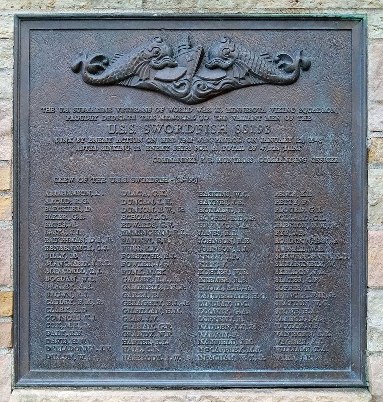 U.S.S. Swordfish Memorial north plaque image. Click for full size.