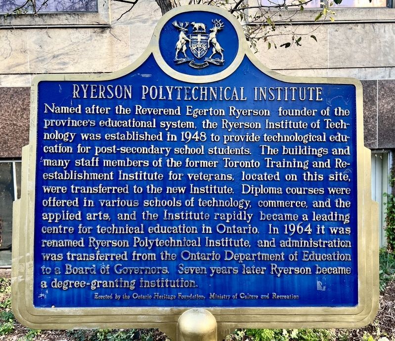 Ryerson Polytechnical Institue Marker image. Click for full size.
