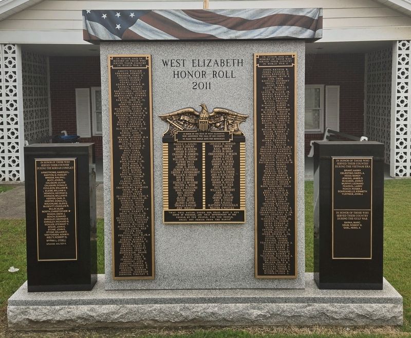 West Elizabeth Honor Roll Marker. Click for full size. West Elizabeth Honor Roll Marker image. Click for full size.