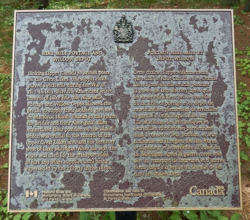 Nine Mile Portage and Willow Depot Marker image. Click for full size.