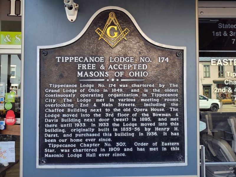 Tippecanoe Lodge No. 174 Free & Accepted Masons Of Ohio Marker image. Click for full size.
