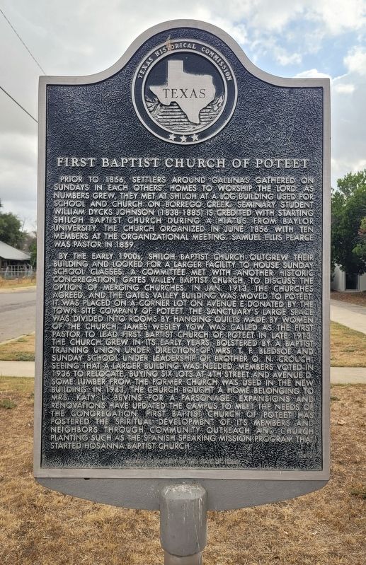 First Baptist Church of Poteet Marker. Click for full size. First Baptist Church of Poteet Marker image. Click for full size.